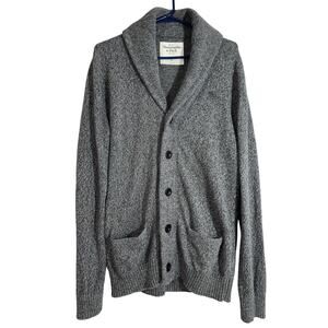 Abercrombie Fitch Womens Gray Knit Button Up Grandma Cardigan Sweater size Small